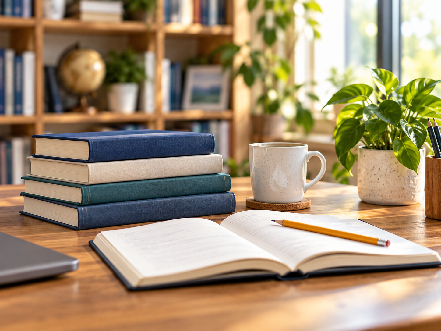 Books and a notebook for study